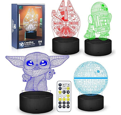 3d Illusion Star Wars Night Light Para Niños, 4 Patrones