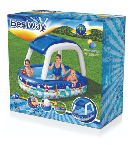 Alberca Inflable C/ Techo Removible Dec. Barco Bestway 54370