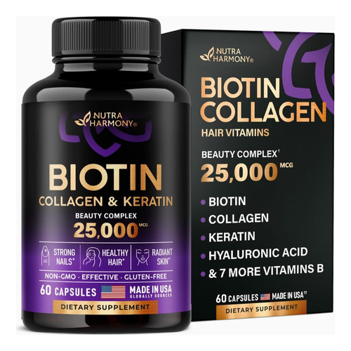 Biotina Con Colágeno Y Queratina Para El Cabello Nutraharmon