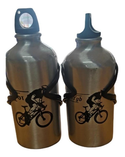 Botella Deportiva De Aluminio+agarraderas Para Bicicleta