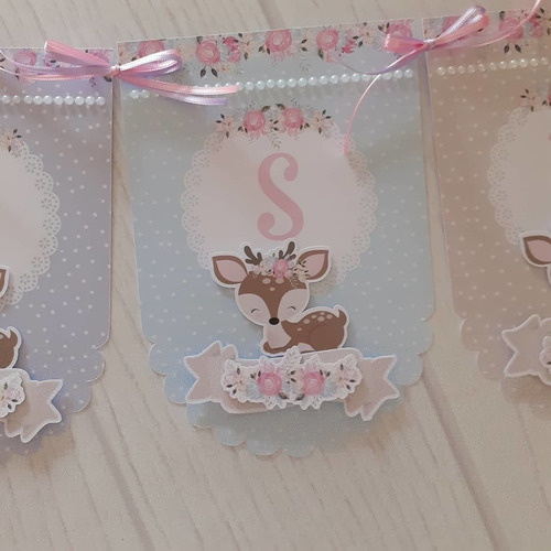 Banderines Personalizados 3d Ciervita Animalitos Del Bosque