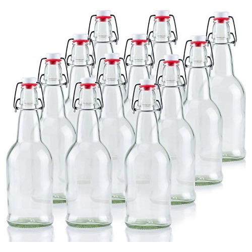 16 Ounce Clear Glass Beer Bottles For Home Brewing - Be...