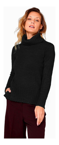 Sweater Polera Clásica Tejida Para Mujer De Lana