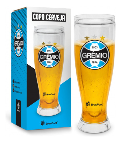 Copão Gel Cerveja Chopp 450ml Times Futebol - Grêmio Cor Azul