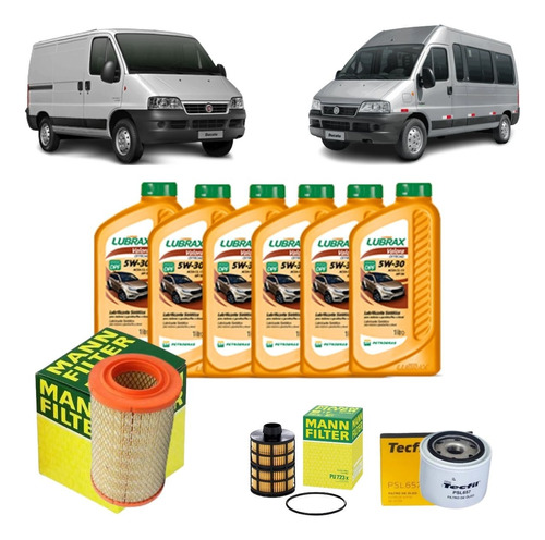 Kit Troca De Óleo + Filtros Ducato 2.3 5w30 Lubrax Até 2017