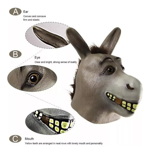 Mascara Burro Sherk Halloween 100% Latex -elpreciobajo-