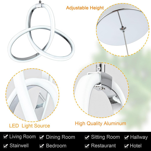 ''lámpara Colgante Led 16w, Altura Ajustable, Moderna Para C