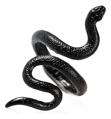 Anillo Serpiente Alargada Negra Ajustable Unisex Aleación
