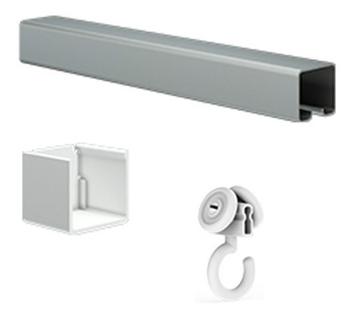 Kit Cortina Sistema De Baño Aluminio 1,5 Metros Oferta !!!