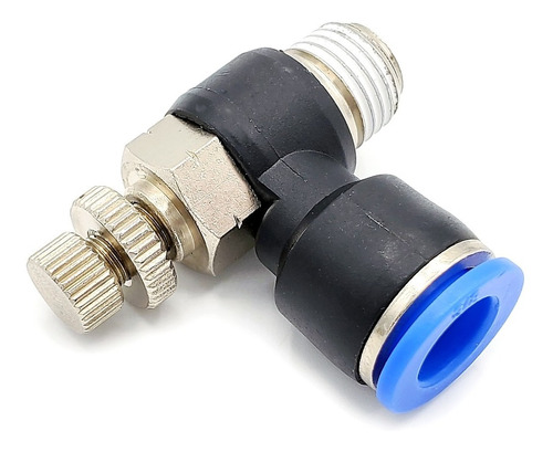 Conector /regulador De Caudal Neumático Codo 1/4 Npt X 3/8