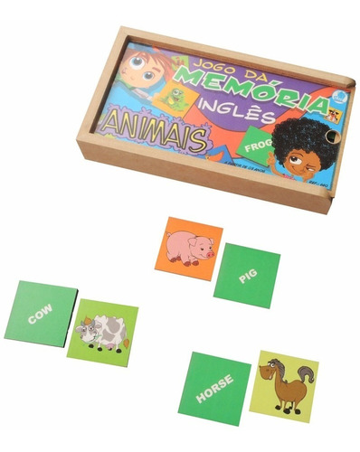 Jogo Da Memória Animais Em Ingles Educativo Pedagogico Simqu