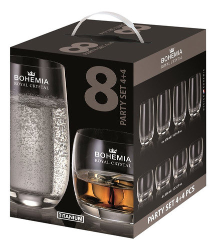 Party Set X  8 Vasos: 4x350ml + 4x470ml Bohemia Crystal