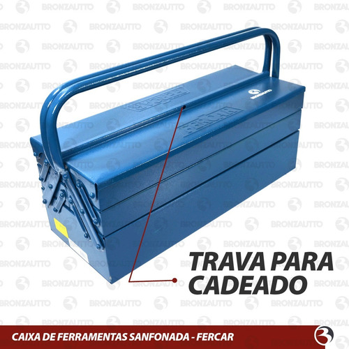 Caixa de ferramentas Fercar 07 de metal 20cm x 50cm x 21cm azul