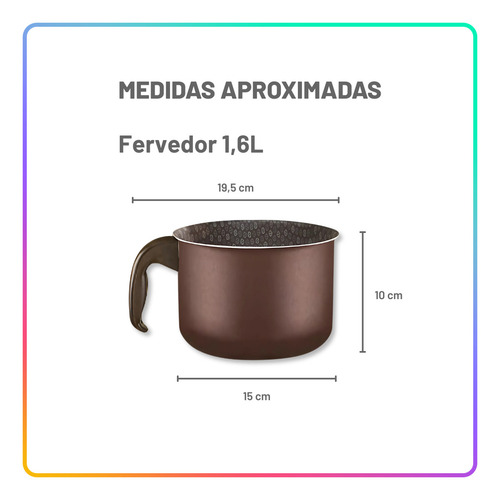 Jogo De Panelas Antiaderente 10 Peças Prime Alumínio Teflon Cor Marrom-escuro