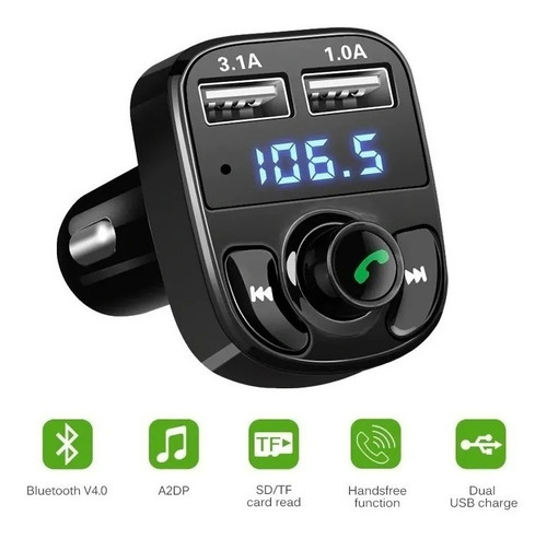 Imagem 1 de 5 de Carregador Carro X8 Bluetooth Veicular Mp3 Rádio