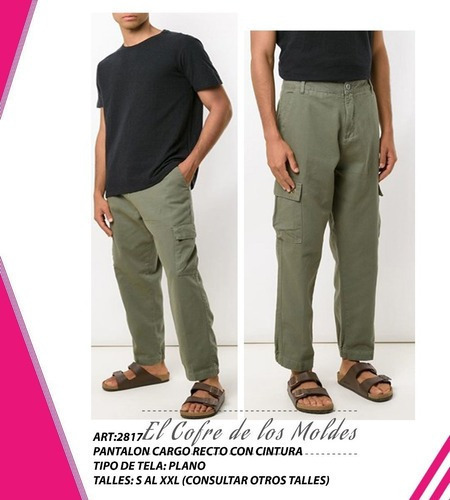 Molde  Pantalon Cargo Hombre Patron Pack 5 Talles!