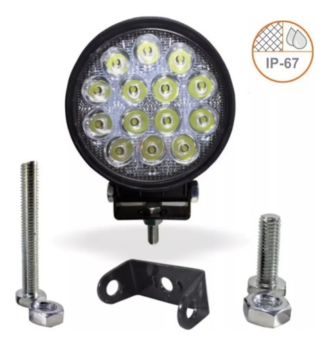 Farol Milha Auxiliar 16 Led 48w Redondo 12v 24v 6000k