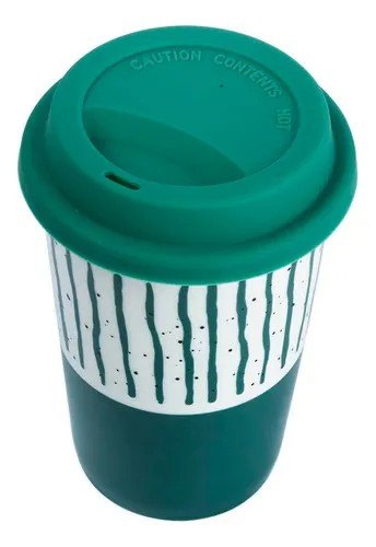 Vaso Taza Cerámica De 400ml Con Tapa De Silicona - Diseño 2