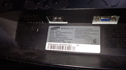 Monitor 19 Pulgadas Samsung 933sn Sirve Camaras Con Dvr Negro (Usado)