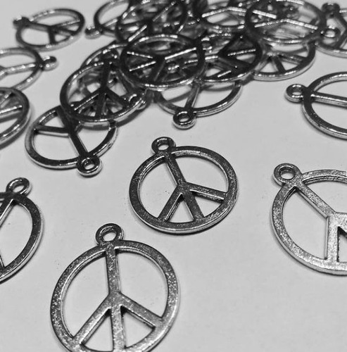 50 Dijes De Metal Simbolo Paz Souvenir Para Cintas 1,8 Cm 