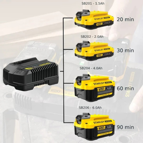 Kit Pinador 18g C/ 2 Baterias 4ah + 1 Carregador 20v Stanley