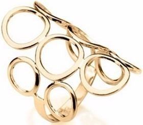 Imagem 1 de 8 de Rommanel Anel Circulos Vazados Fol Ouro 18k Solitario 511048