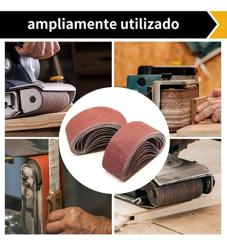 21 Pcs Lija Banda Cinturón 75x533mm Para Pulir Madera