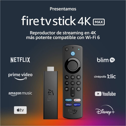 Amazon Fire Tv Stick 4k Max 8 Gb 2022 Control Por Voz Wifi 6 Color Negro Tipo De Control Remoto De Voz