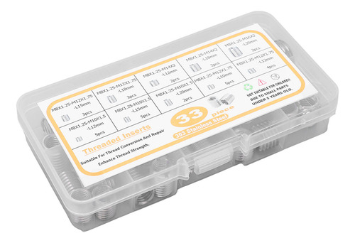 Inserto Roscado, Kit Surtido De 33 Piezas, M8 X 1,25, Acero