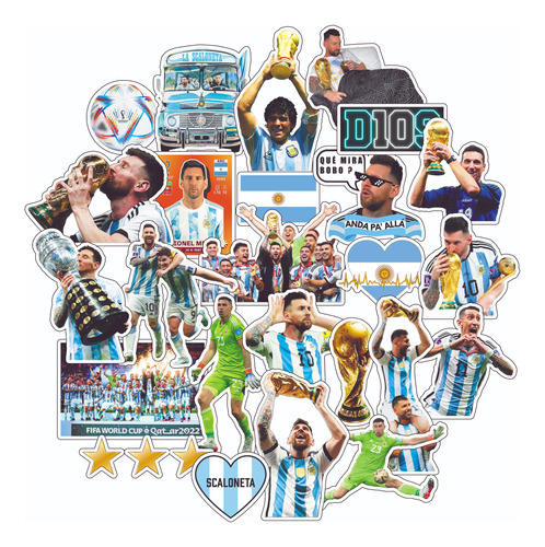 Stickers Calcos Vinilos Argentina Campeón Messi N° 1 -termo 