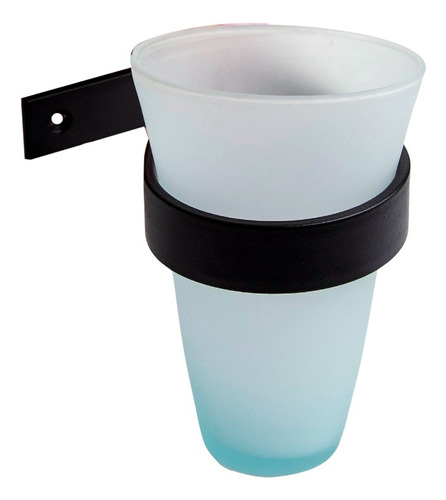 Porta Cepillo Pasta Vaso Vidrio Accesorio Baño Negro Fr4080