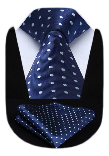 Hisdern Corbatas Para Hombres Corbata Azul Marino Conjunto D
