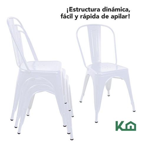 Silla Tolix 2 Piezas Acero Galvanizado Comedor Restaurante Para Exterior Color Blanco Kingshouse