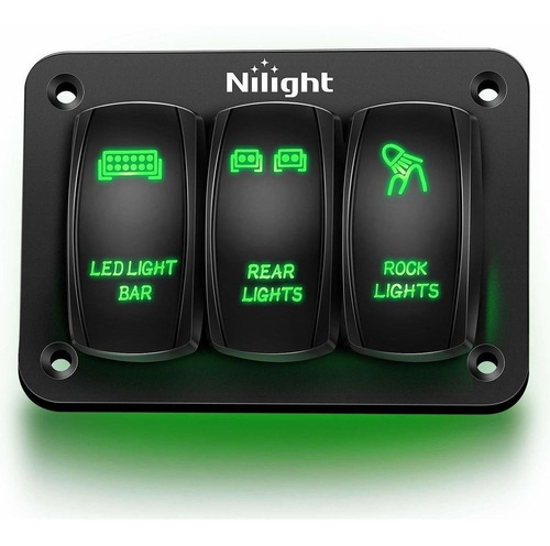 Nilight 3 Gang Rocker Switch Panel Aluminio 5 Pin On Off Tog