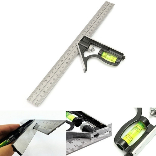 Imagen 5 de 5 de Escuadra Con Nivel 30cm Combinada Regulable Carpintero