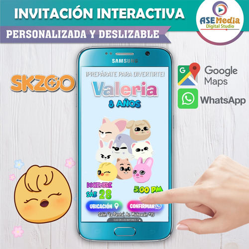 Invitación Interactiva Kpop Stray Kids Zoo Botones