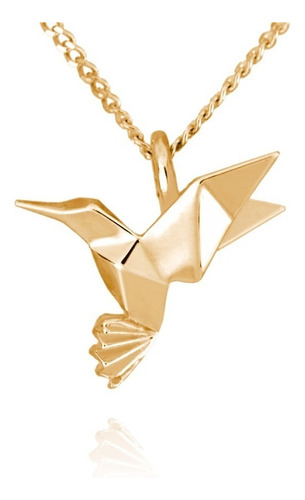 Dije Origami Colibrí De Plata Con Acabado En Oro Color Dorado