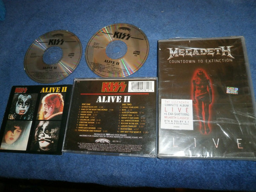 Lote Megadeth Countdown Dvd + Kiss Alive Ii 2 Cd's