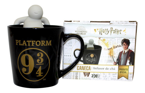 Caneca Com Infusor De Chá Harry Potter Hogwarts 9 3/4 350ml