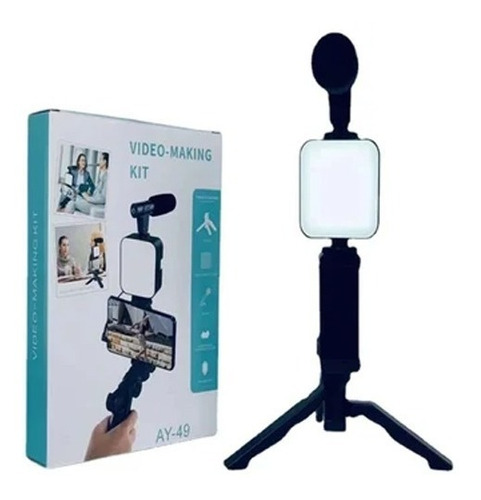 Kit Creacion Video Blog Celular Luz Led Tripode Microfono 