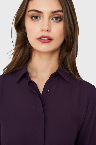 Imagen 6 de 6 de Blusa Básica Botonera Invisible Morado Nicopoly