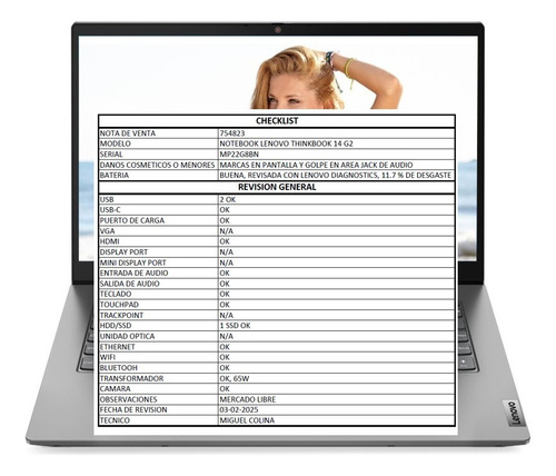 Thinkbook 14 G2 I5 Ram 16gb Ssd 512gb 14 W10p (Reacondicionado)
