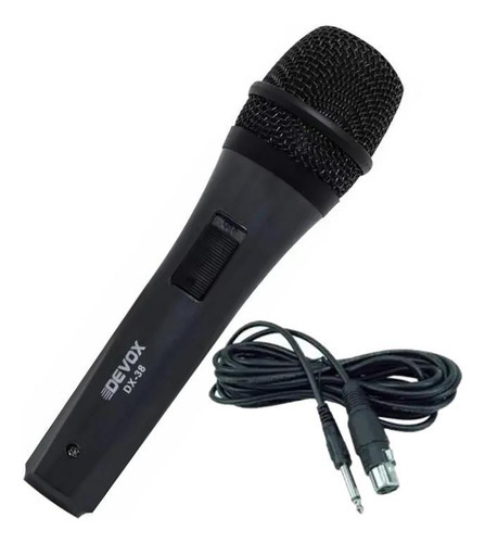 Microfone Com Fio Profissional Dinâmico Devox Dx-38 Com Cabo