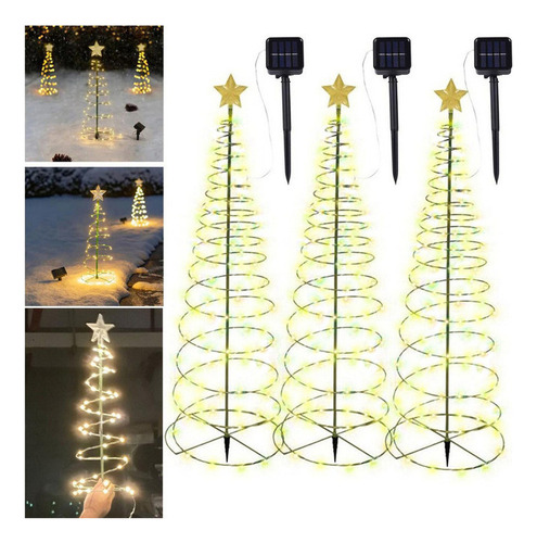 Luces Led Solares Para Árboles De Navidad En Espiral Para De