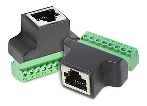 Jienk 2pcs Rj45 To 8 Pins Screw Terminal Block Adapter For C