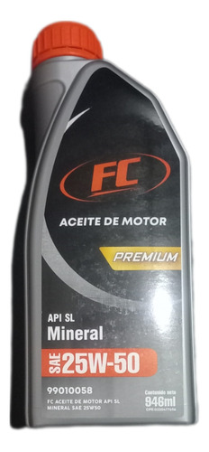 Aceite 25w50 Fc Premium Litro Completo Alto Kilometraje