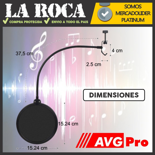 Anti Pop Filtro Doble Tela Para Vivo Grabacion La Roca Envio
