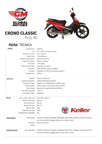 Imagen 9 de 10 de Keller Crono Classic 110 Full - Global Motor's Corrientes