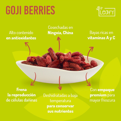 Imagen 5 de 8 de Duo Goji Berries Bayas De Goji Orgánicas Leafy 250g