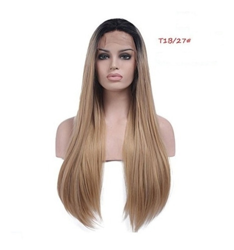 Peruca Front Lace Wig Ombre Hair Loira Lisa Degradê